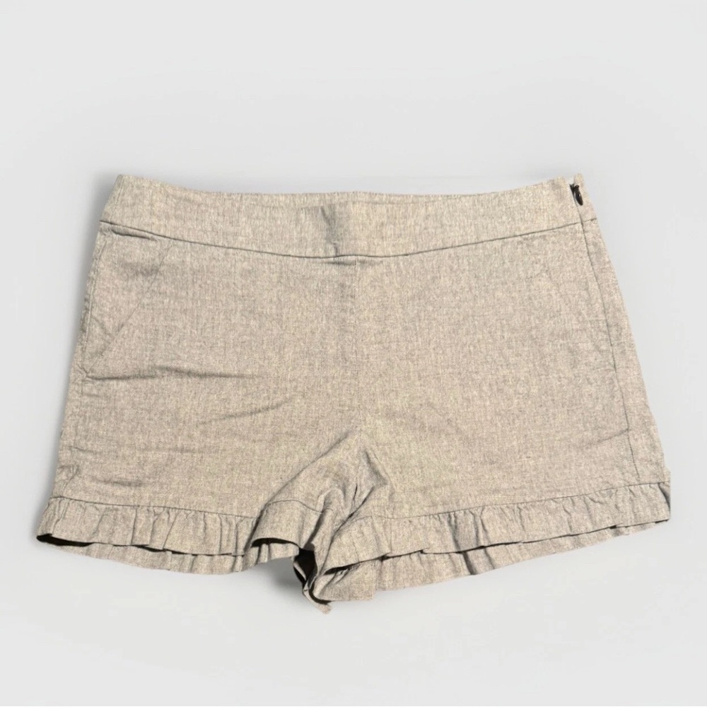 Loft Shorts Womens Size 6 White Gray Woven Chino Easy 3.5" Inseam Hook & Eye